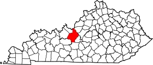 Map of Kentucky highlighting Hardin County