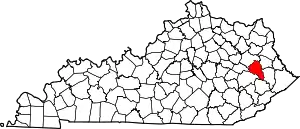 State map highlighting Magoffin County