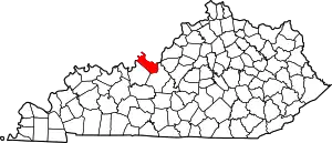 Map of Kentucky highlighting Meade County