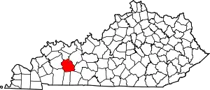 Map of Kentucky highlighting Muhlenberg County