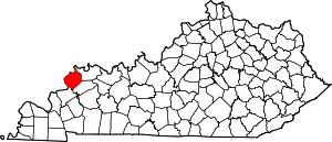 Map of Kentucky highlighting Union County