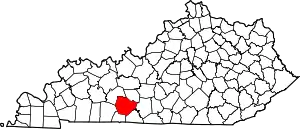 Map of Kentucky highlighting Warren County