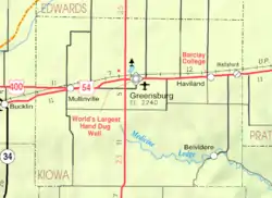 KDOT map of Kiowa County (legend)