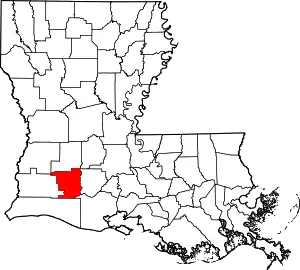 State map highlighting Jefferson Davis Parish