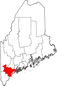 Map of Maine highlighting Cumberland County