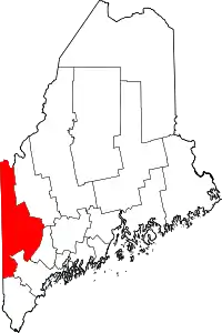 Map of Maine highlighting Oxford County