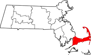 State map highlighting Barnstable County