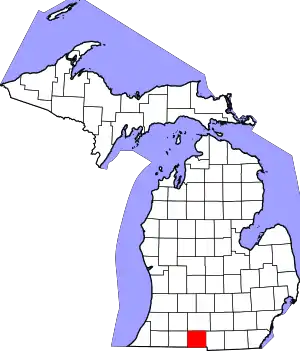 State map highlighting Branch County