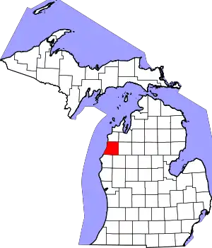 State map highlighting Manistee County