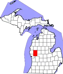 Map of Michigan highlighting Newaygo County