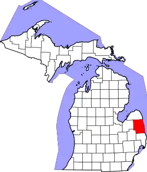 State map highlighting Sanilac County