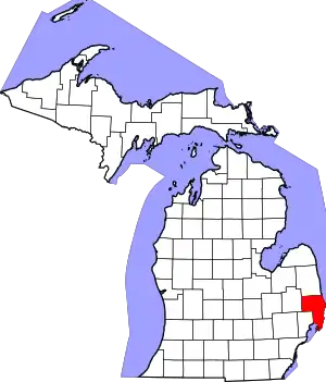 State map highlighting St. Clair County