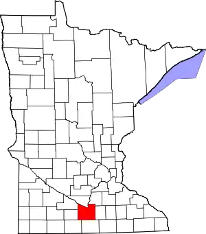 Map of Minnesota highlighting Blue Earth County