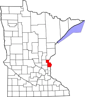 Map of Minnesota highlighting Chisago County