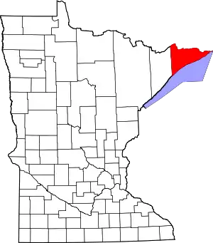 Map of Minnesota highlighting Cook County