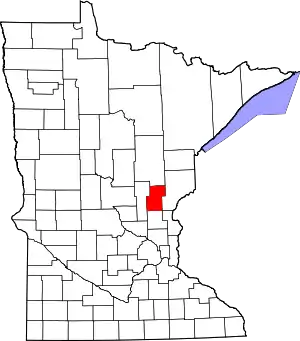 State map highlighting Kanabec County