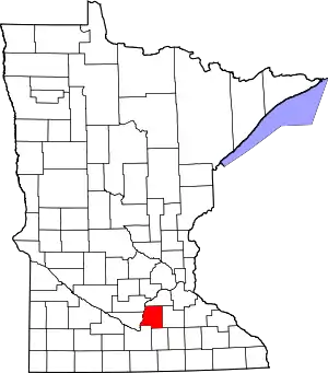 State map highlighting Le Sueur County