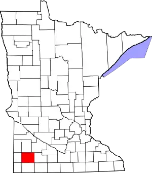 Map of Minnesota highlighting Murray County