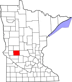 Map of Minnesota highlighting Pope County