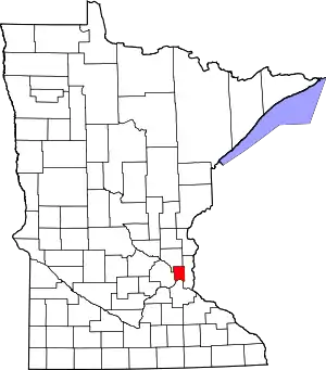 State map highlighting Ramsey County