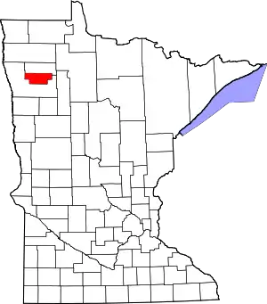 Map of Minnesota highlighting Red Lake County