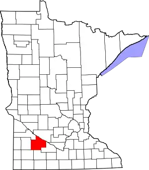 Map of Minnesota highlighting Redwood County