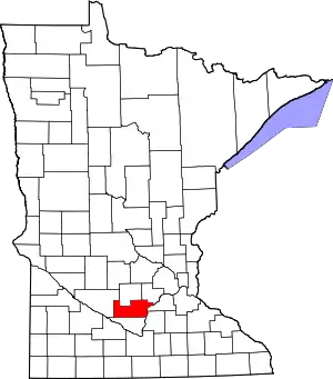 State map highlighting Sibley County