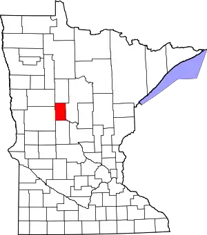 State map highlighting Wadena County