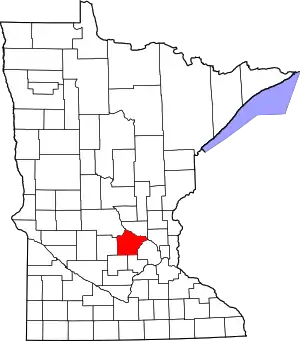 Map of Minnesota highlighting Wright County