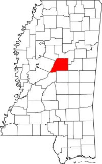 State map highlighting Attala County