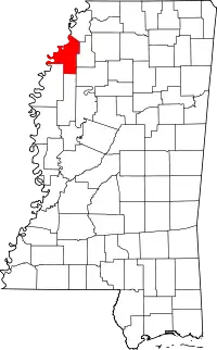 State map highlighting Coahoma County