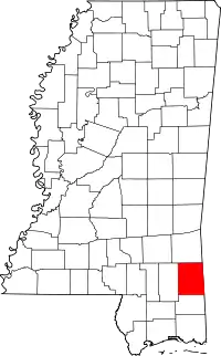 Map of Mississippi highlighting Greene County