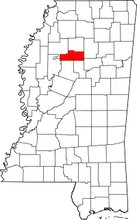 Map of Mississippi highlighting Grenada County