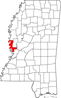 Map of Mississippi highlighting Issaquena County