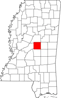 State map highlighting Leake County