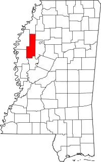 State map highlighting Sunflower County