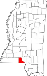 State map highlighting Walthall County