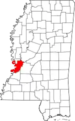 Map of Mississippi highlighting Warren County