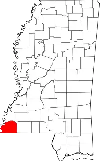 State map highlighting Wilkinson County