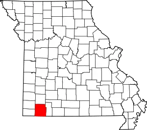 A state map highlighting Barry County in the southwestern part of the state.