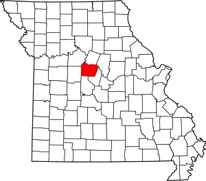 A state map highlighting Cooper County in the middle part of the state.