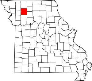 Map of Missouri highlighting Daviess County