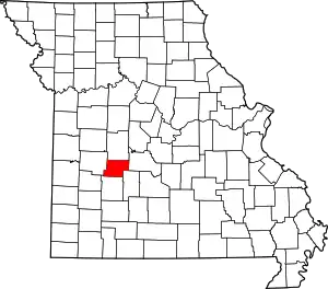 Map of Missouri highlighting Hickory County