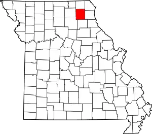 Map of Missouri highlighting Knox County