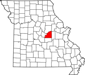 A state map highlighting Osage County in the middle part of the state.