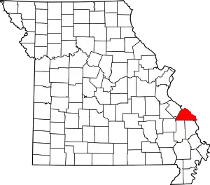 Map of Missouri highlighting Perry County