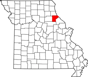 Map of Missouri highlighting Ralls County