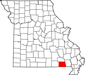 A state map highlighting Ripley County in the southeastern part of the state.