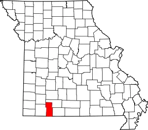 A state map highlighting Stone County in the southwestern part of the state.