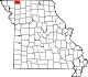 A state map highlighting Worth County in the northwestern part of the state.